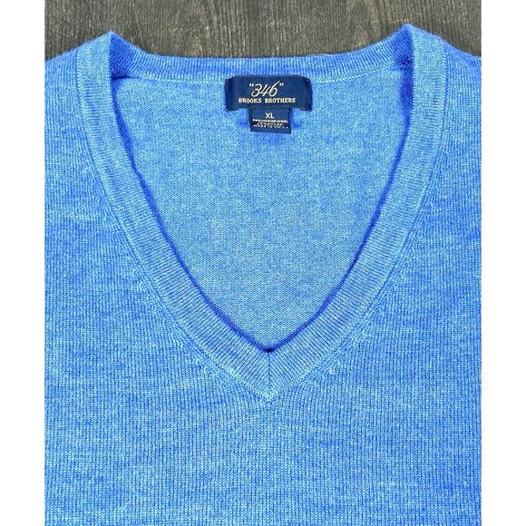 346 Brooks Brothers Sweater Men's XL Blue V-Neck Merino Wool EUC - Picture 4 of 7